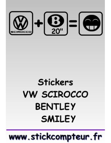 Stickers VW SCIROCCO/BENTLEY/SMILE