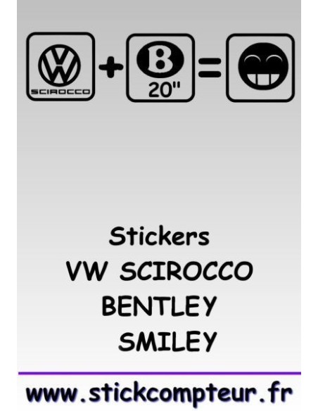Stickers VW SCIROCCO/BENTLEY/SMILE
