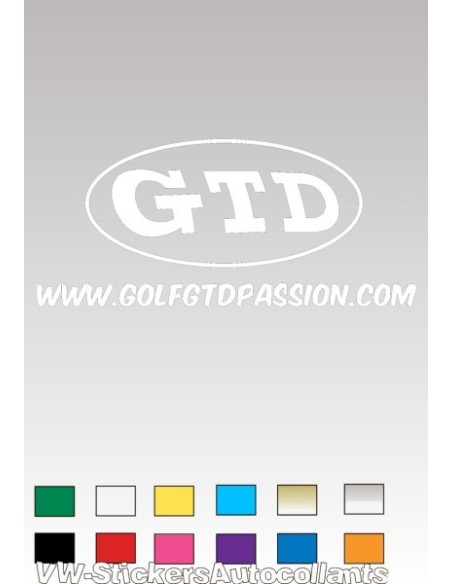 Autocollant GOLF GTD PASSION 3 BLANC