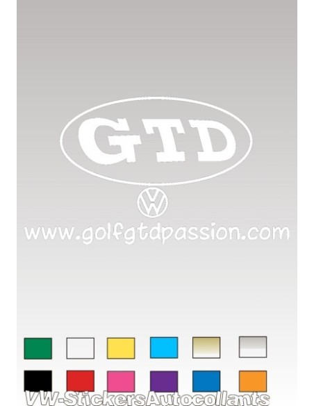 Autocollant GOLF GTD PASSION 4 BLANC