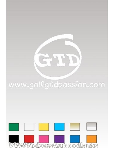 Autocollant GOLF GTD PASSION 5 BLANC