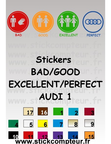 BAD/GOOD/EXCELLENT/PERFECT AUDI 1 Stickers*