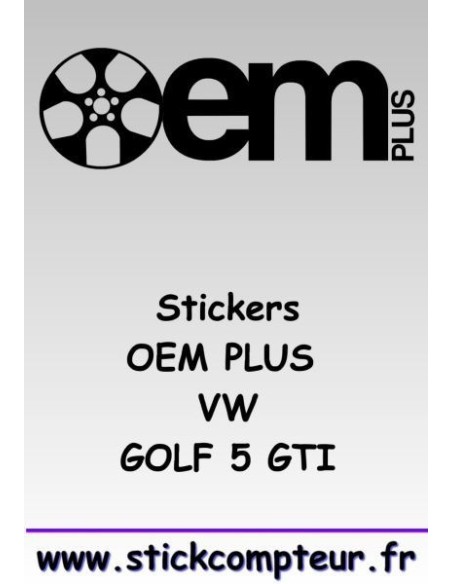 1 stickers OEM PLUS VW GOLF 5 GTI