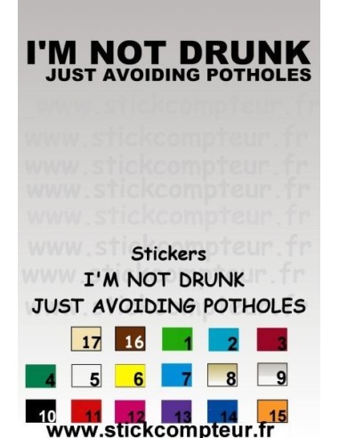 Stickers I'M NOT DRINK JUST AVOIDING POTHOLES 1