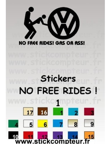Stickers NO FREE RIDES 1