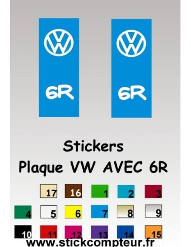 2 Stickers de plaque d'immatriculation VW ET SR