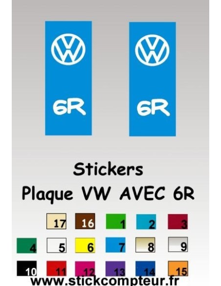 2 Stickers de plaque d'immatriculation VW ET SR