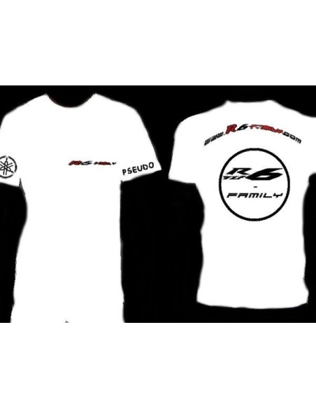 t-shirt r6 family BLANC FEMME (avec pseudo sur manche gauche ou diapason sur manche droite)