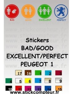 BAD/GOO/EXCELLENT/PERFECT PEUGEOT 1 Stickers