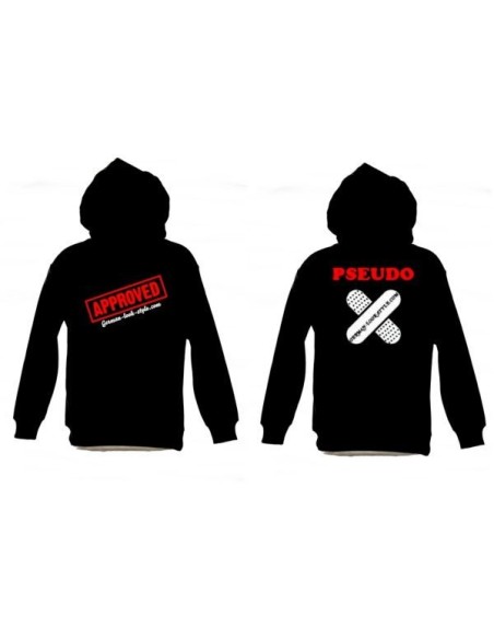 SWEAT SHIRT a capuche noir GERMAN LOOK STYLE modele avec pansement et pseudo