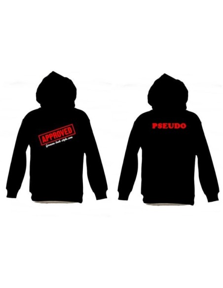SWEAT SHIRT a capuche noir GERMAN LOOK STYLE modele avec pseudo