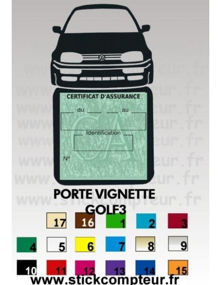 Porte Vignette Assurance VW GOLF 3