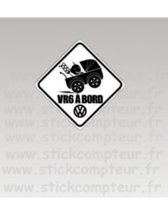 Stickers VR6 A BORD BLANC