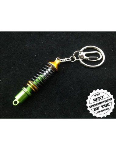 Porte-clés amortisseur jaune et vert