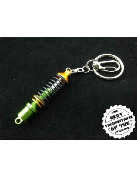 Porte-clés amortisseur jaune et vert