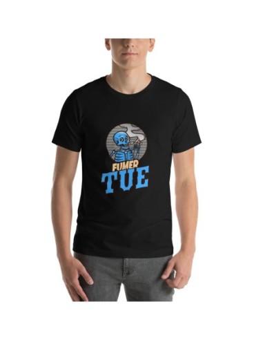 T-shirt Unisexe à Manches Courtes FUMER TUE motif bleu