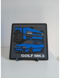Plaque Décorative Volkswagen Golf MK3 – Style Pop Art – Impression 3D