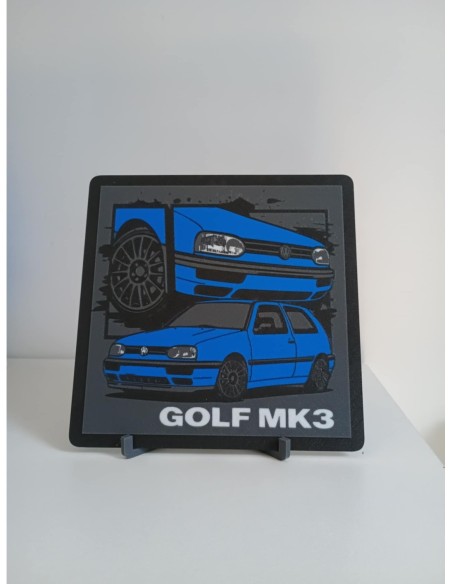 Plaque Décorative Volkswagen Golf MK3 – Style Pop Art – Impression 3D